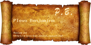 Plevo Benjamina névjegykártya